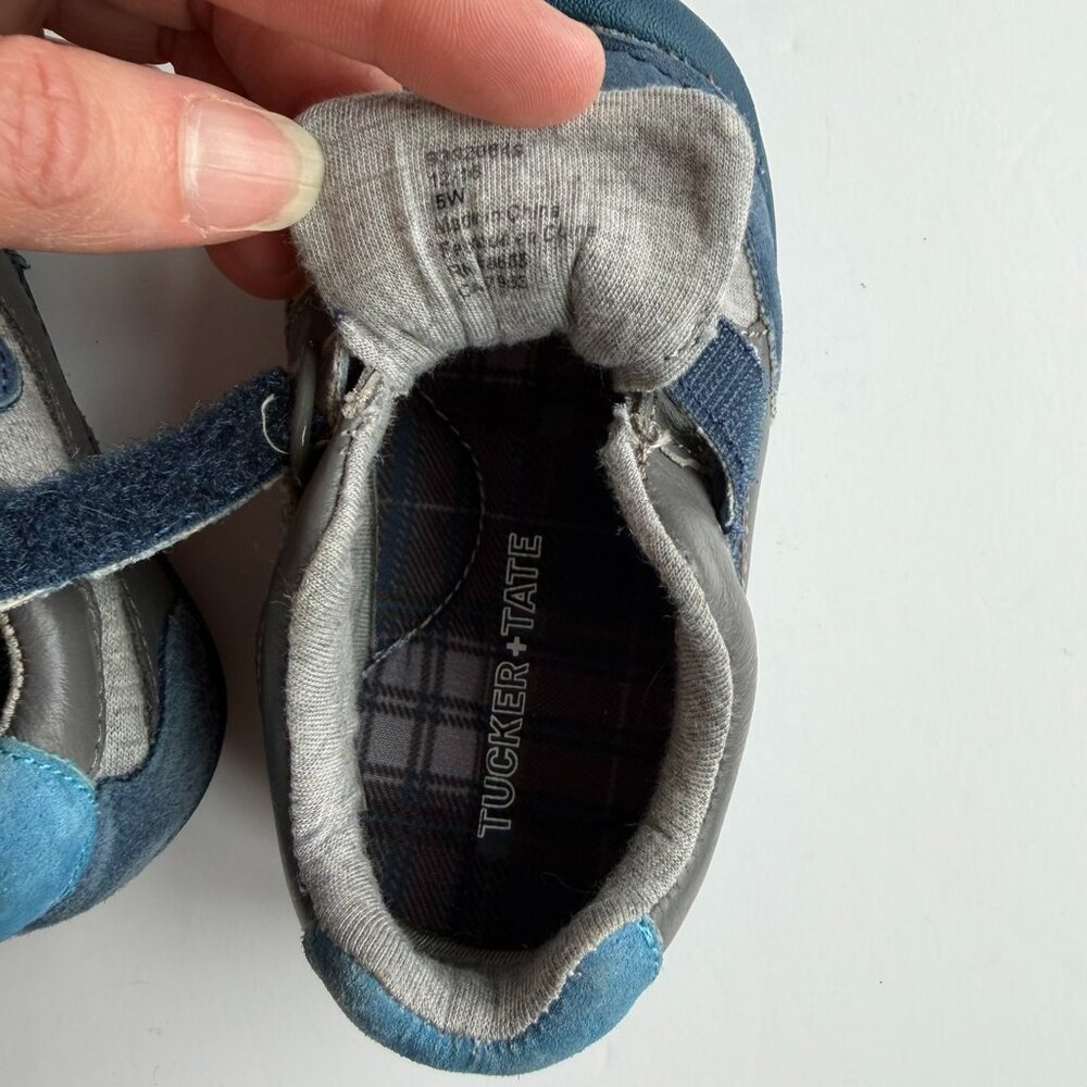 Baby Walking Shoes 5W Tucker and Tate Mixed Blue Leathers and Gray - Picture 10 of 14